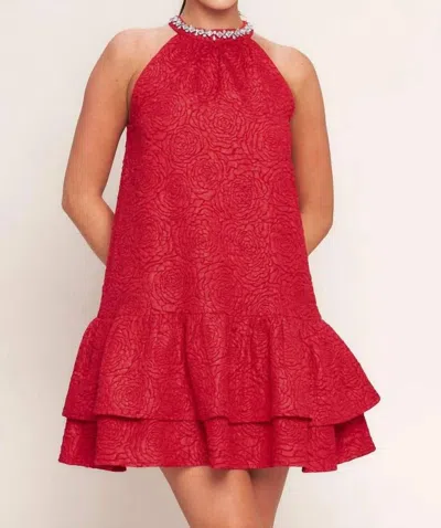 Flying Tomato Sparkle & Swirl Woven Mini Dress In Red