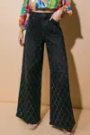 Flying Tomato Sparkle Washed Denim Trousers In Black In Black