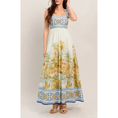 Flying Tomato Square Neck Bow Tie Strap Maxi Dress In Multi