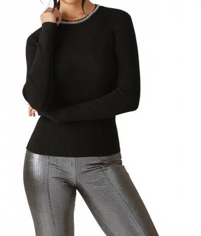 Flying Tomato Stella Rhinestone Top In Black