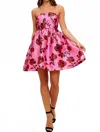 Flying Tomato Strapless Seduction Woven Mini Dress In Pink Floral In Pink