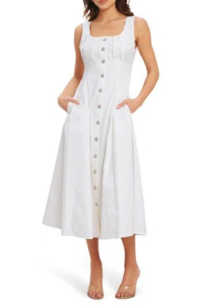 Flying Tomato Stretch Cotton Midi Dress In Off White