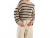 Flying Tomato Stripe Crochet Sweater In Black/beige In Multi