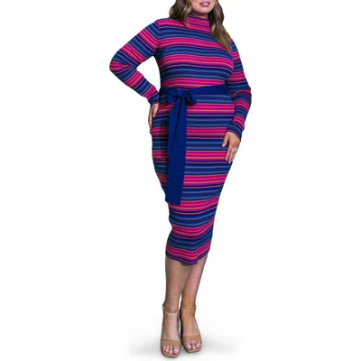 Flying Tomato Stripe Long Sleeve Sweater Dress In Multi