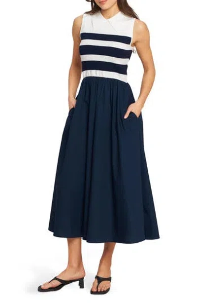 Flying Tomato Stripe Sleeveless Twofer Maxi Dress In Multi