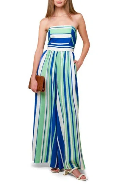 Flying Tomato Stripe Strapless Jumpsuit In Blue