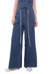 Flying Tomato Striped Denim Pant In Medium Indigo In Blue