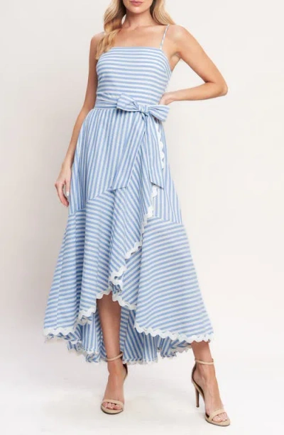 Flying Tomato Striped High-low Maxi Dress In Blue