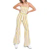 Flying Tomato Striped Strapless Jumpsuit In Brown