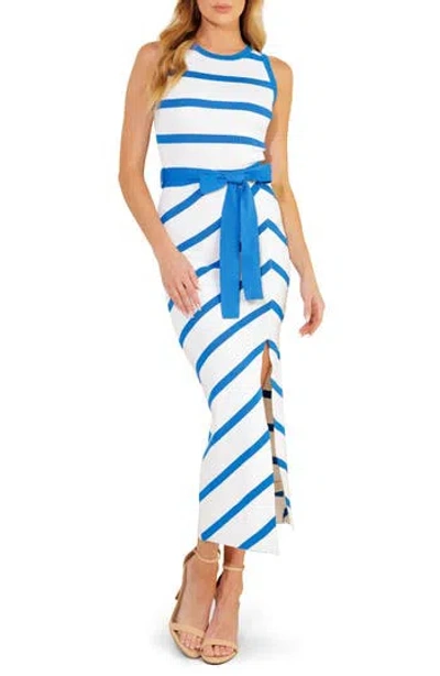 Flying Tomato Striped Tie Waist Maxi Dress In White