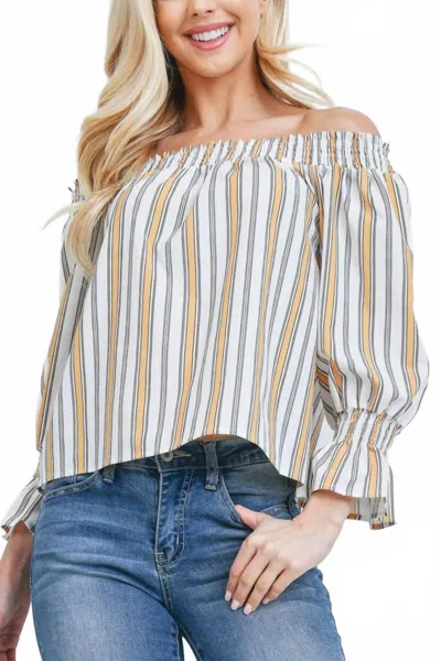 Flying Tomato Stripes-top In White/yellow In Multi