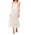 Flying Tomato Summer Breeze Solid Lace Midi Dress In White Floral In White