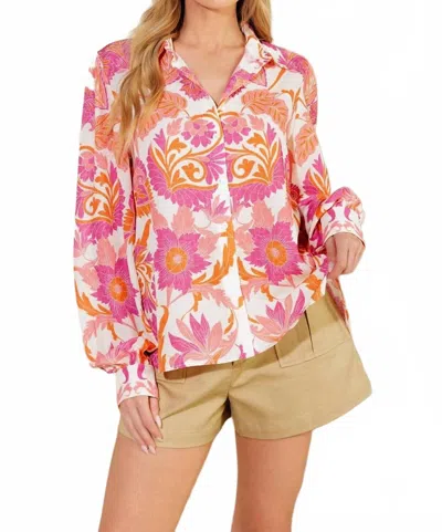 Flying Tomato Sunset Garden Blouse In Pink In Multi