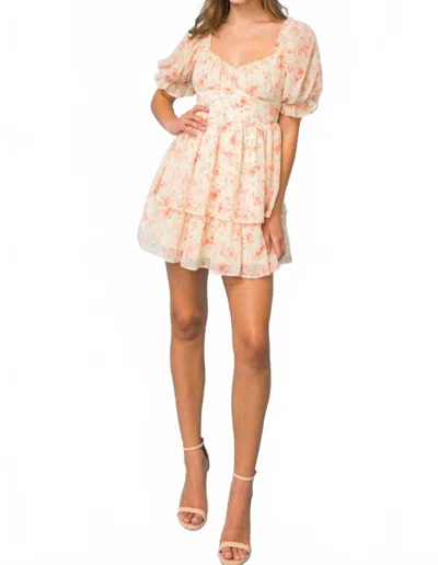 Flying Tomato Superbly Stunning Woven Mini Dress In Ivory Peach In Pink
