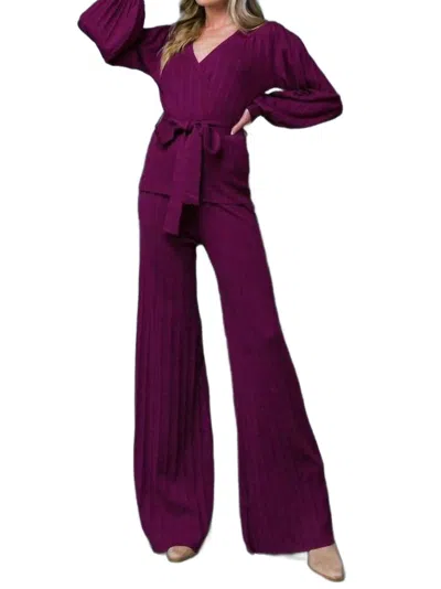 Flying Tomato Sweater Knit Top And Pant Set In Magenta In Pink