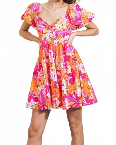 Flying Tomato Sweet Harmony Woven Mini Dress In Fuchsia In Multi