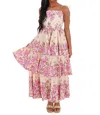 Flying Tomato Sweet Stroll Floral Midi Dress In Cream/pink In Pink