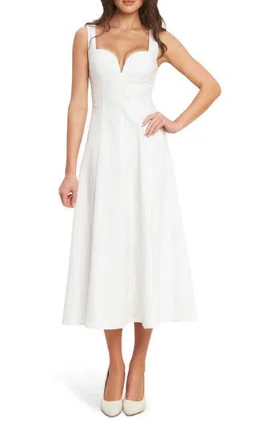 Flying Tomato Sweetheart Denim Midi Dress In White