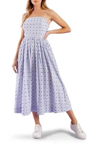 Flying Tomato Textured Dot Midi Dress In Blue