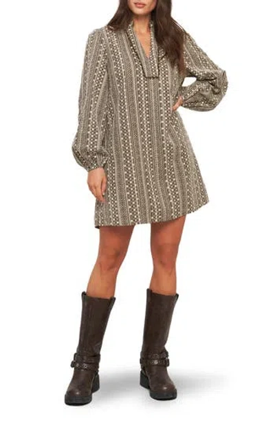 Flying Tomato Textured Long Sleeve Dress In Brown