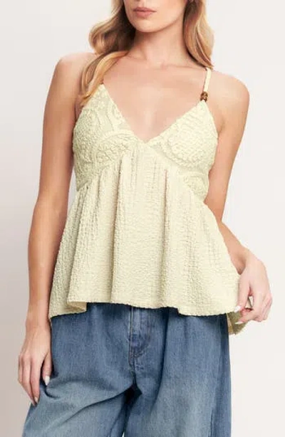 Flying Tomato Textured Sleeveless Peplum Top In Yellow