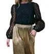 Flying Tomato Textured Woven Top In Black In Black