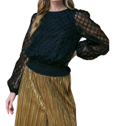 FLYING TOMATO TEXTURED WOVEN TOP IN BLACK