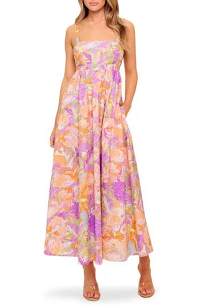 Flying Tomato Tie Back Fit & Flare Midi Dress In Multi