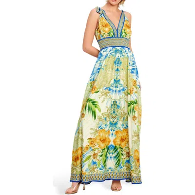 Flying Tomato Tie Strap Empire Waist Maxi Dress In Multi