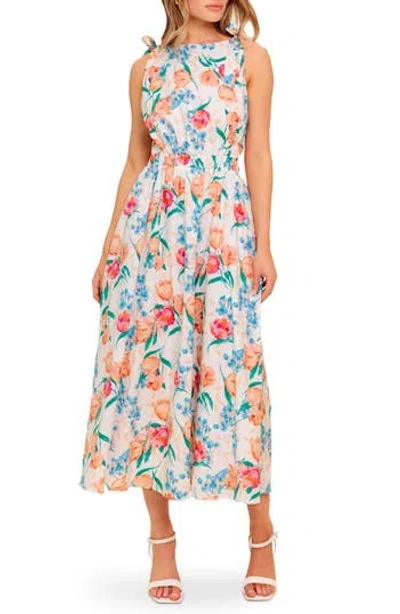 Flying Tomato Tie Strap Fit & Flare Midi Dress In Blue