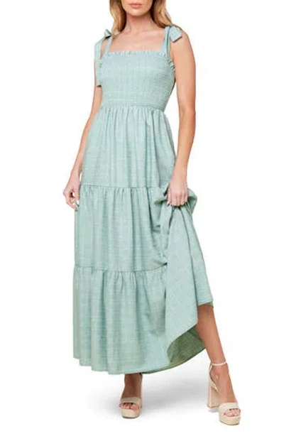 Flying Tomato Tie Strap Smocked Tiered Maxi Dress