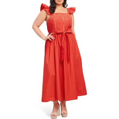 Flying Tomato Tie Waist Maxi Sundress In Red