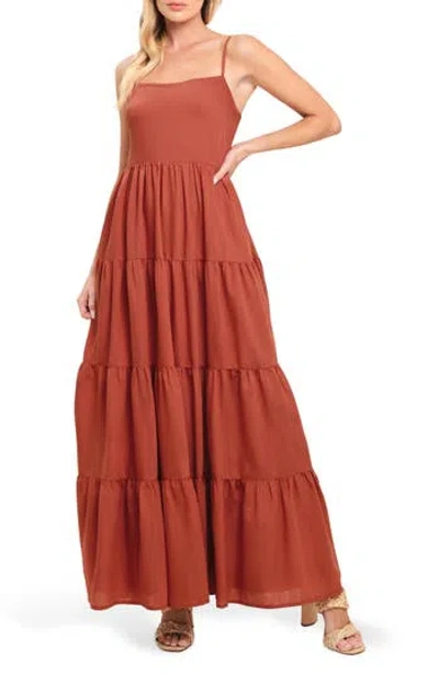 Flying Tomato Tiered Maxi Dress In Brown