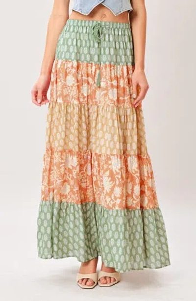 Flying Tomato Tiered Print Maxi Skirt In Multi