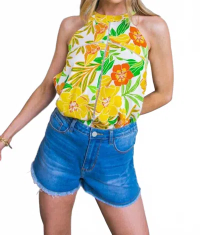 Flying Tomato Tropical Floral Print Top In Multi