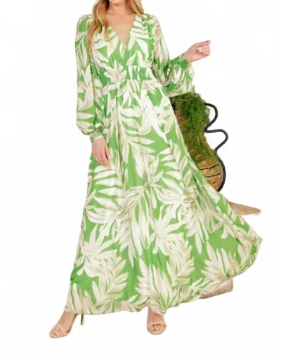 Flying Tomato Tropical Palm Leaf Maxi Dress In Green
