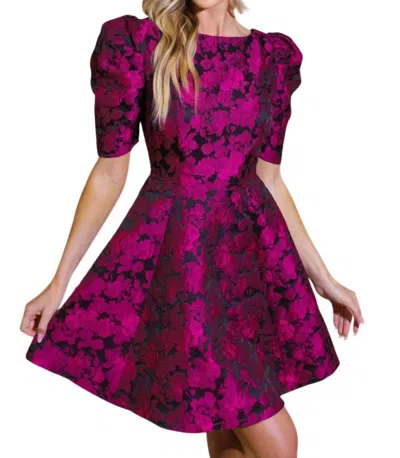 Flying Tomato True Lover Woven Jacquard Mini Dress In Magenta In Pink