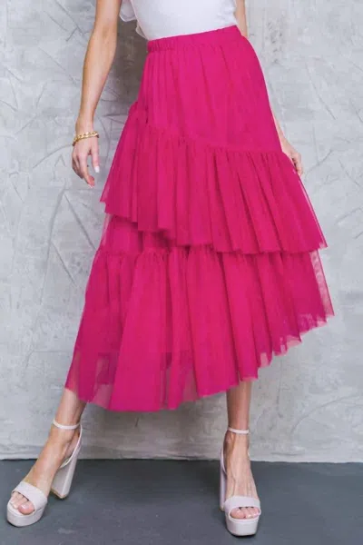 Flying Tomato Tulle Midi Skirt In Fuchsia In Pink
