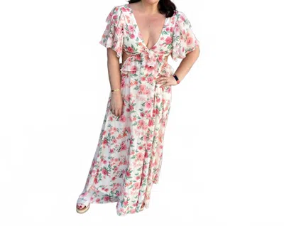 Flying Tomato Tuscany Floral Print Maxi Dress In Pink In Multi