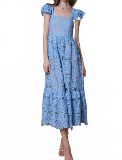 Flying Tomato Tuscany Lace Midi Dress In Baby Blue