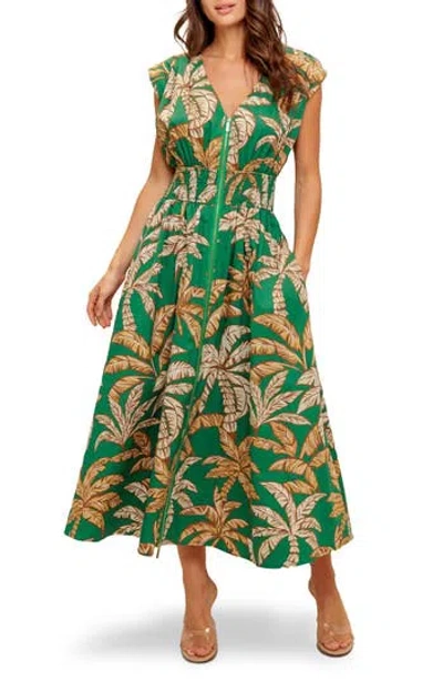 Flying Tomato V-neck Midi Dress In Green