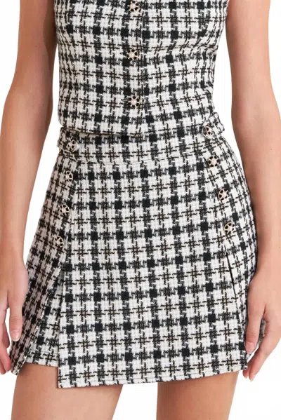 Flying Tomato Valerie Pearl Button Tweed High Waisted Skort In Ivory Multi In Black