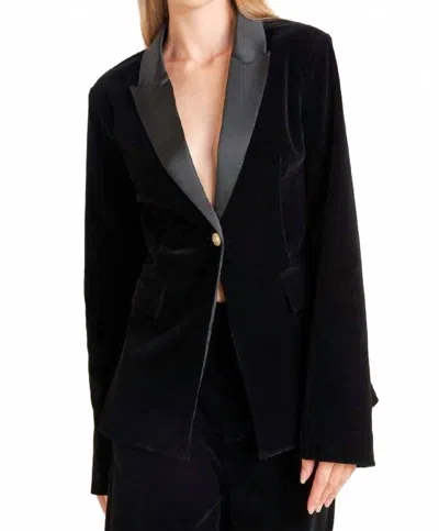Flying Tomato Velvet Blazer With Satin Collar In Black