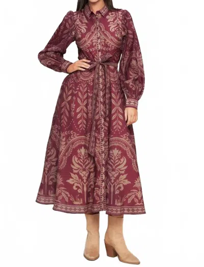 Flying Tomato Vintage Tapestry Woven Midi Dress In Red In Burgundy