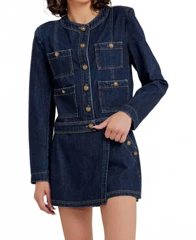 Flying Tomato Washed Denim Jacket In Blue