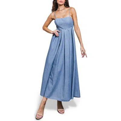 Flying Tomato Washed Denim Midi Dress In Light Indigo
