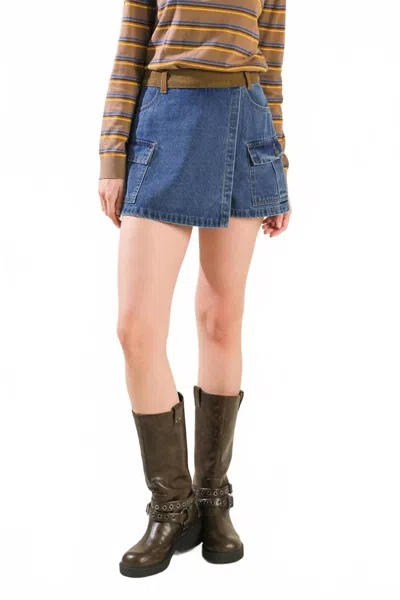 Flying Tomato Washed Denim Short In Denim Blue
