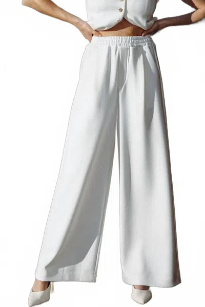 Flying Tomato Wide Leg Knit Trouser In White In Multi