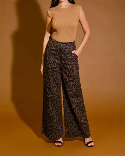 Flying Tomato Wide Leg Print Pants In Leopard In Multi