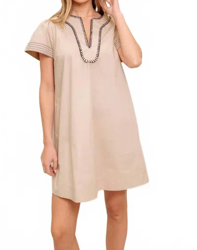 Flying Tomato Women's Iman Poplin Dress In Taupe In Neutral